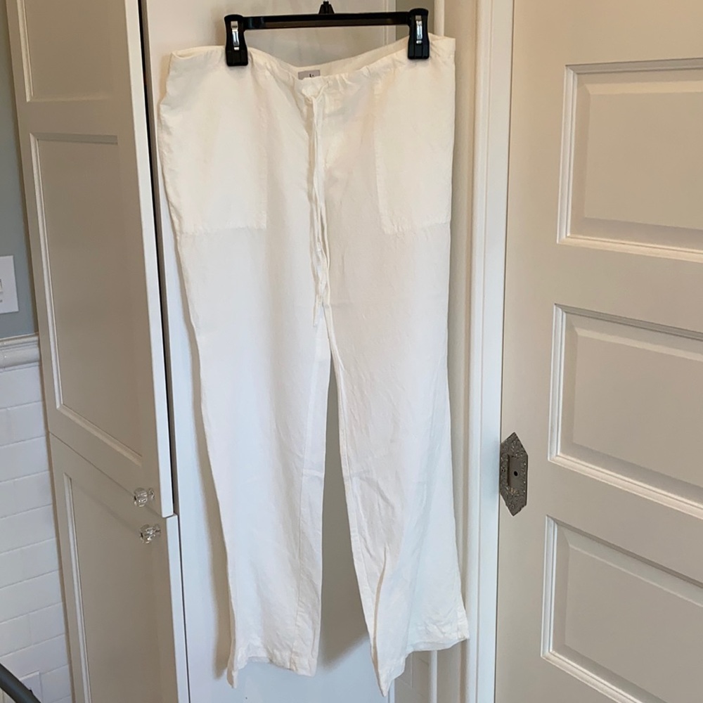 CAbi drawstring linen white pant